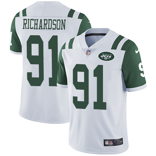 Nike Jets #91 Sheldon Richardson White Men's Stitched NFL Vapor Untouchable Limited Jersey - Click Image to Close